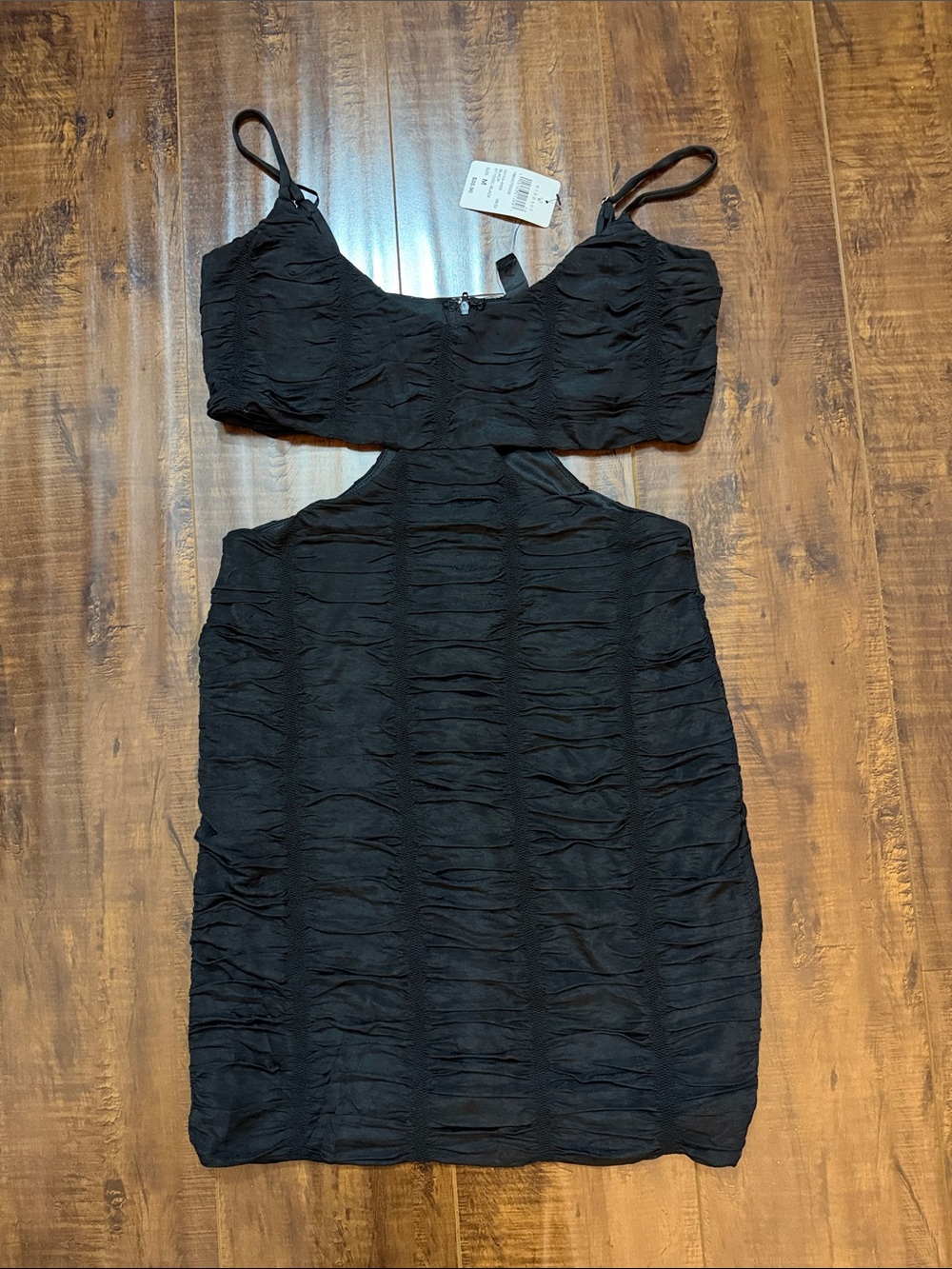 Windsor Black Ruched Cutout Mini Dress